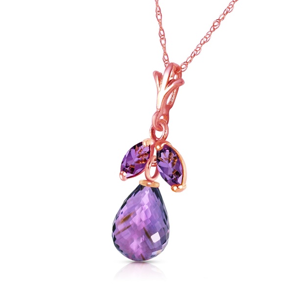 Galaxy Gold Products Jewelry - 14K. SOLID GOLD NECKLACE WITH NATURAL AMETHYSTS